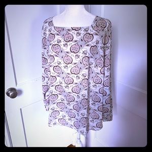 LOFT paisley pink and white blouse